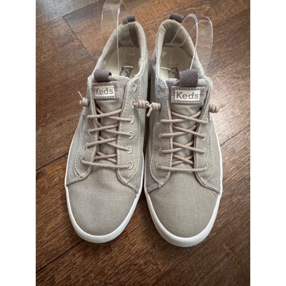 Keds Women's Canvas Lace Up Sneakers Gray Taupe Size 8.5 Casual Comfort Shoes
